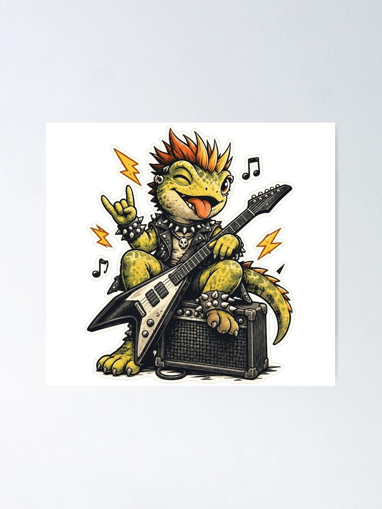 Thumbnail 1 of 3, Poster, Punk Gecko Rocker designed and sold by LondonBenjamin.