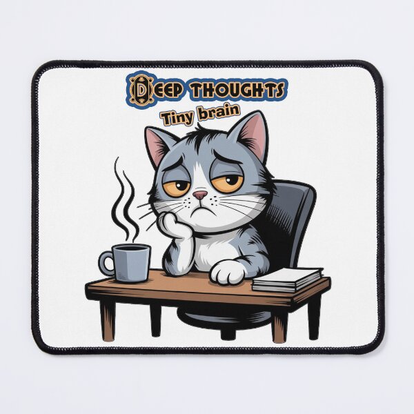 Item preview, Deep Thoughts Tiny Brain Funny Thinking Cat Coffee Lover Design designed and sold by Exclusive22.