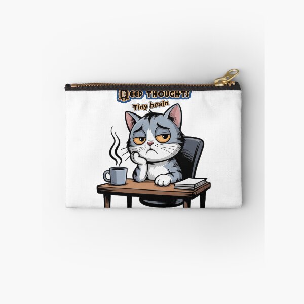 Item preview, Deep Thoughts Tiny Brain Funny Thinking Cat Coffee Lover Design designed and sold by Exclusive22.