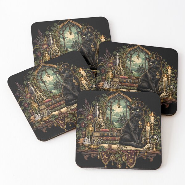 Item preview, Witch's Black Cat – Vintage Gothic Occult Library Art designed and sold by Hecate Emporium.