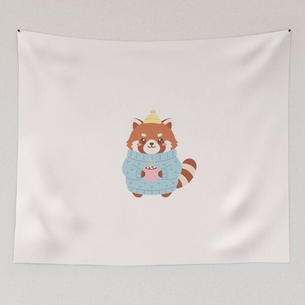 Item preview, Cute Kawaii Red Panda Drinking Hot Cocoa Winter Aesthetic Sticker & Gift designed and sold by Moon's Arts.