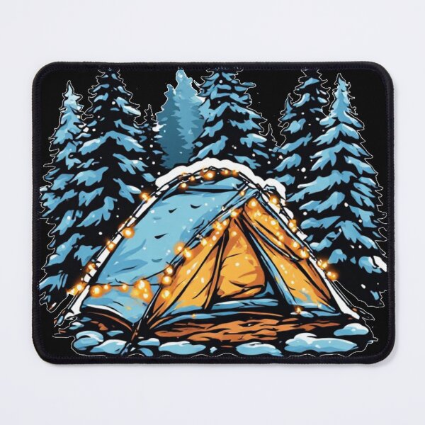 Item preview, Cozy Winter Camping Tent Pine Trees Christmas Lights designed and sold by Digital Design Art.