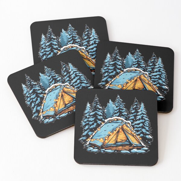 Item preview, Cozy Winter Camping Tent Pine Trees Christmas Lights designed and sold by Digital Design Art.
