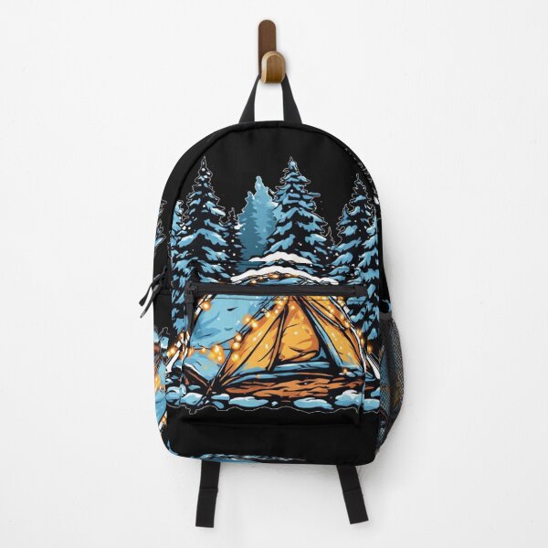 Item preview, Cozy Winter Camping Tent Pine Trees Christmas Lights designed and sold by Digital Design Art.