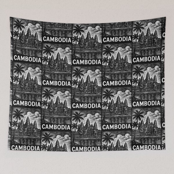 Item preview, Cambodia Linocut Style  designed and sold by Thistle-TShop.