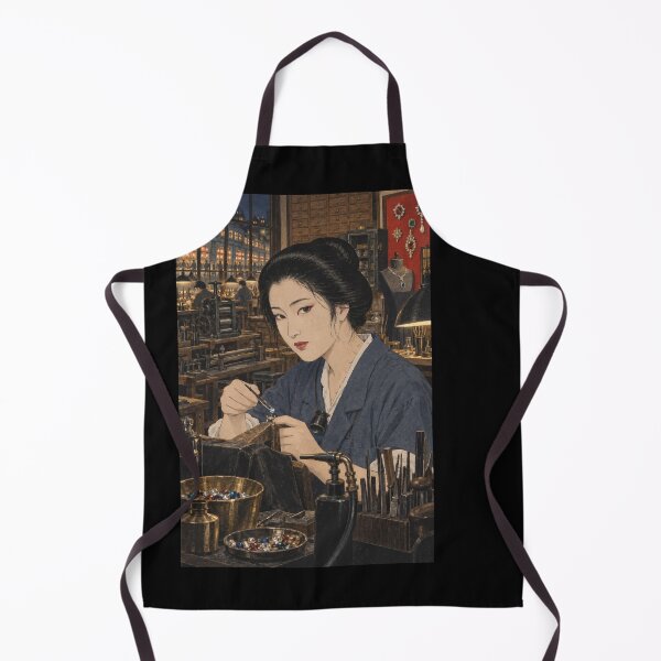 Item preview, night jeweller shin-hanga woman setting stone designed and sold by WAVE-JP.