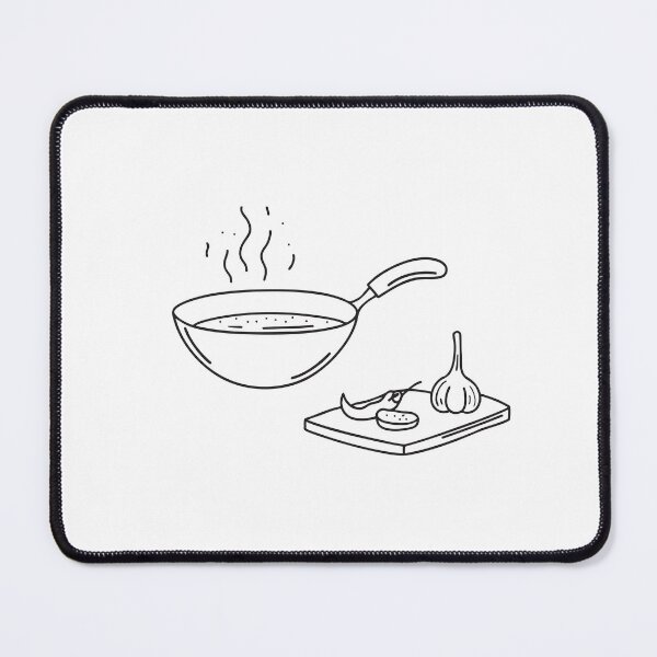 Item preview, A wok beside a cutting board with sliced garlic and chili designed and sold by rasagamastore.