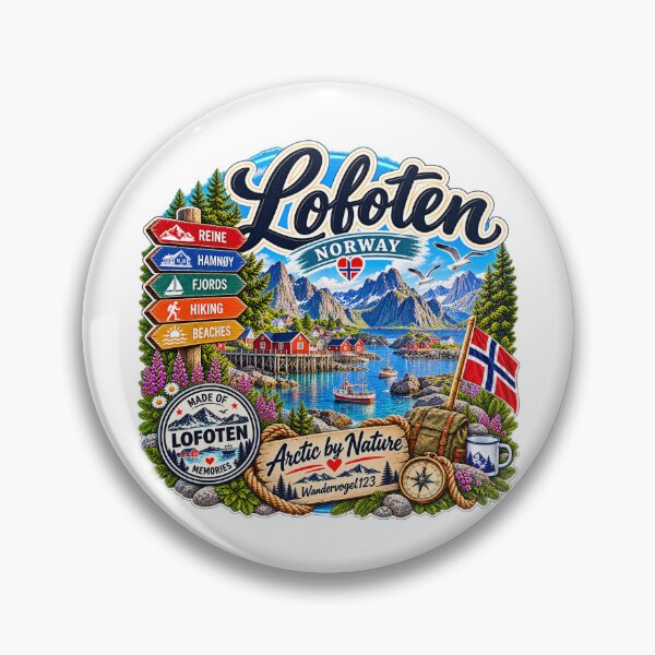 Aperçu de l'œuvre Lofoten Norvège – Fjords de Reine Hamnøy et design vintage Arctic by Nature créée et vendue par Wandervogel123.