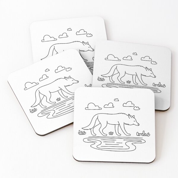 Item preview, A wolf close to a stream reflecting the cloudy sky designed and sold by rasagamastore.