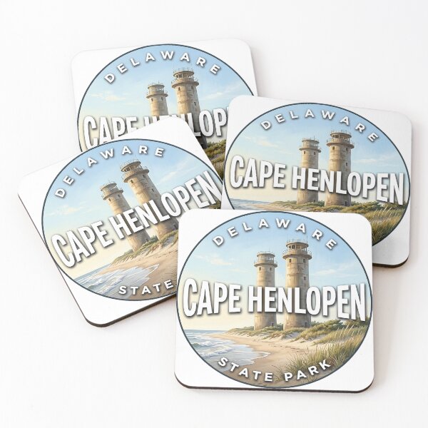 Item preview, Pegatina redonda con el emblema de la playa Twin Towers del Parque Estatal Cape Henlopen de Delaware designed and sold by DetourDgn.