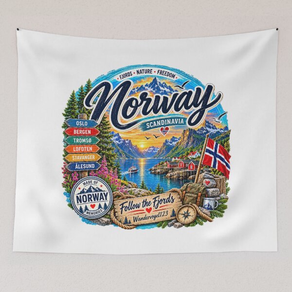 Item preview, Norway – Fjords, Lofoten Mountains & Scandinavian Vintage Design designed and sold by Wandervogel123.