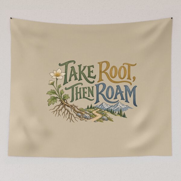 Item preview, Take Root, Then Roam – Alpine Flower and Mountain Trail designed and sold by VioVibe.