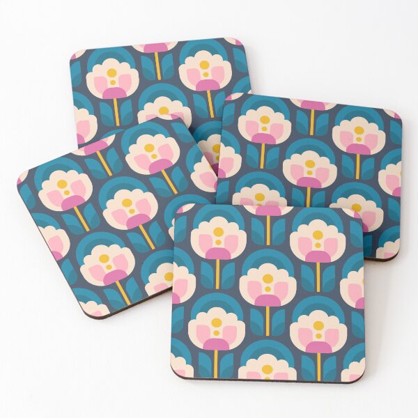 Item preview, 3750C - vibrant retro Scandi peonies pattern  designed and sold by RouCouCou.