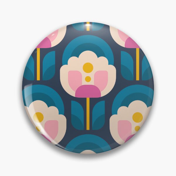 Item preview, 3750C - vibrant retro Scandi peonies pattern  designed and sold by RouCouCou.