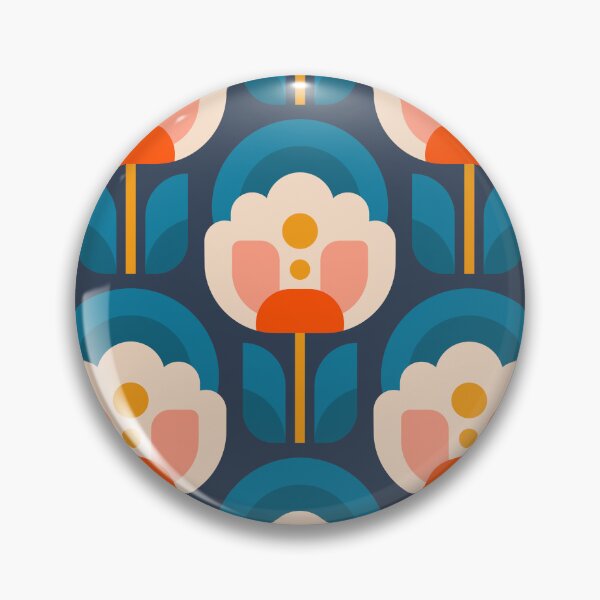 Item preview, 3750B - vibrant retro Scandi peonies pattern  designed and sold by RouCouCou.