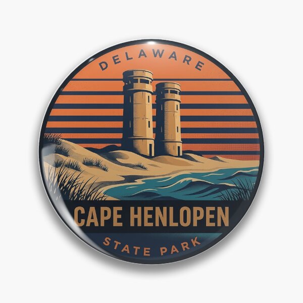 Item preview, Cape Henlopen State Park Delaware Retro Sunset Vintage Badge Sticker designed and sold by DetourDgn.