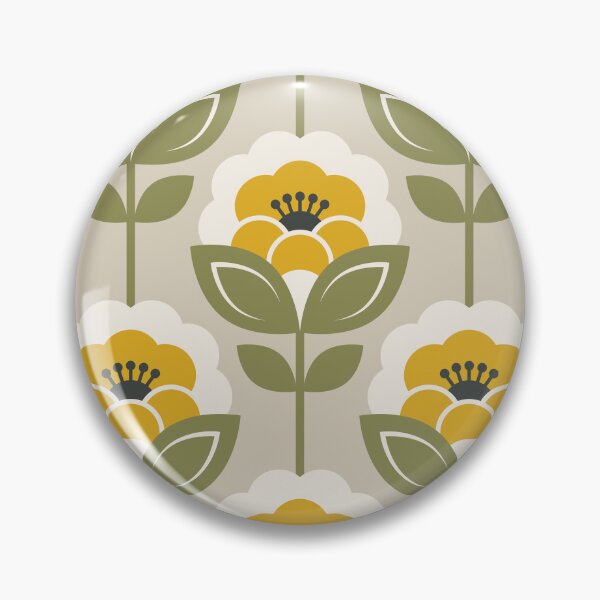 Item preview, 3752B - retro Scandi 60s-70s peonies stems pattern  designed and sold by RouCouCou.