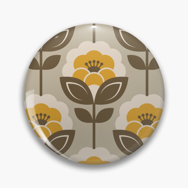 Item preview, 3752A - retro Scandi 60s-70s peonies stems pattern  designed and sold by RouCouCou.