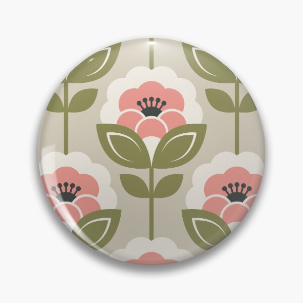 Item preview, 3752C - retro Scandi 60s-70s peonies stems pattern  designed and sold by RouCouCou.