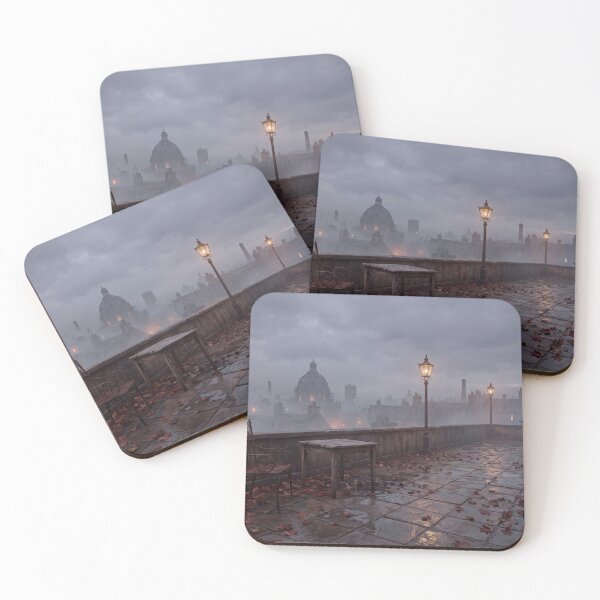 Item preview, Cityscape rooftop view with old gothic architecture buildings and street lamps on transparent background designed and sold by Chin2 Motion Studio.