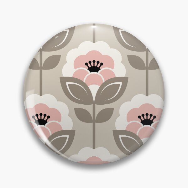 Item preview, 3752D - retro Scandi 60s-70s peonies stems pattern  designed and sold by RouCouCou.