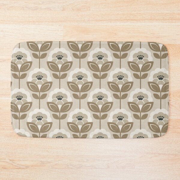 Item preview, 3752E - retro Scandi 60s-70s peonies stems pattern  designed and sold by RouCouCou.