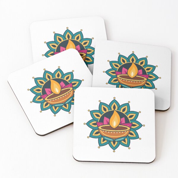 Item preview, Diwali Lotus Diya with Teal Rangoli Petals designed and sold by EcomGenius.