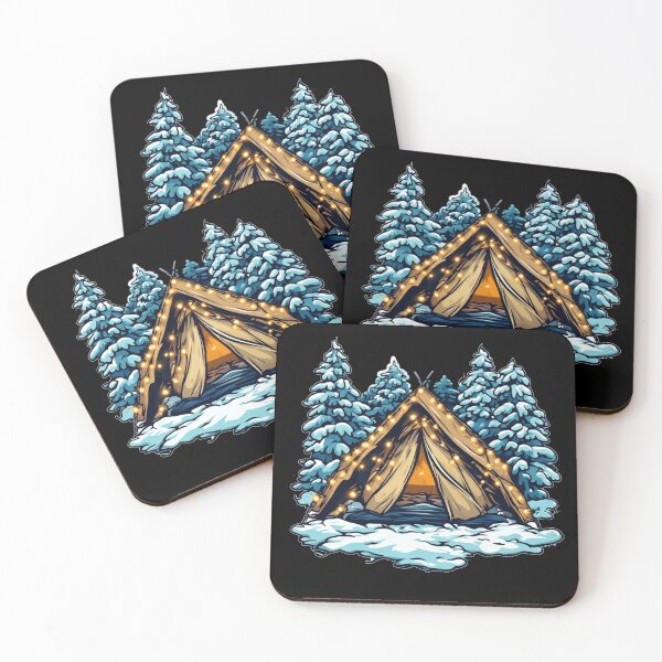 Item preview, Cozy Winter A-Frame Tent Snowy Forest Christmas Lights designed and sold by Digital Design Art.