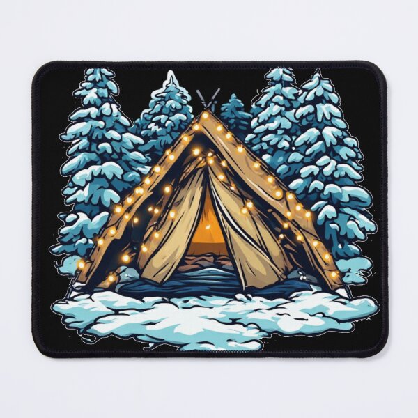 Item preview, Cozy Winter A-Frame Tent Snowy Forest Christmas Lights designed and sold by Digital Design Art.