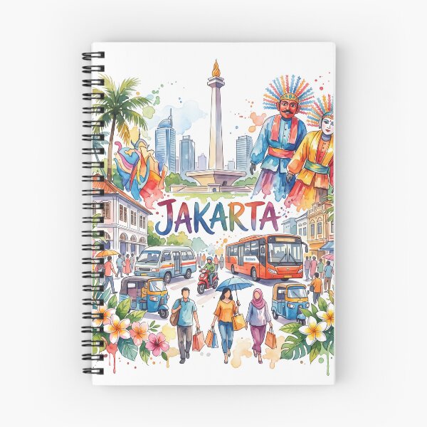 Item preview, Vibrant Jakarta City Watercolor Illustration with Cultural Landmarks designed and sold by jopiew.
