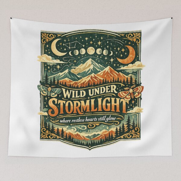 Item preview, Wild Under Stormlight Celestial Mountain Moon Vintage Wilderness Design designed and sold by inkoutninja.