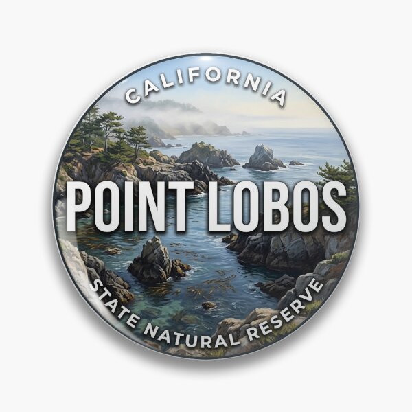 Item preview, Point Lobos California Foggy Coast Round Badge Sticker designed and sold by DetourDgn.