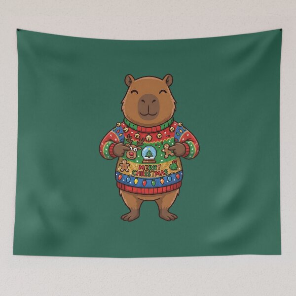 Item preview, Capybara Ugly Christmas Sweater designed and sold by Ivy-Triggs.