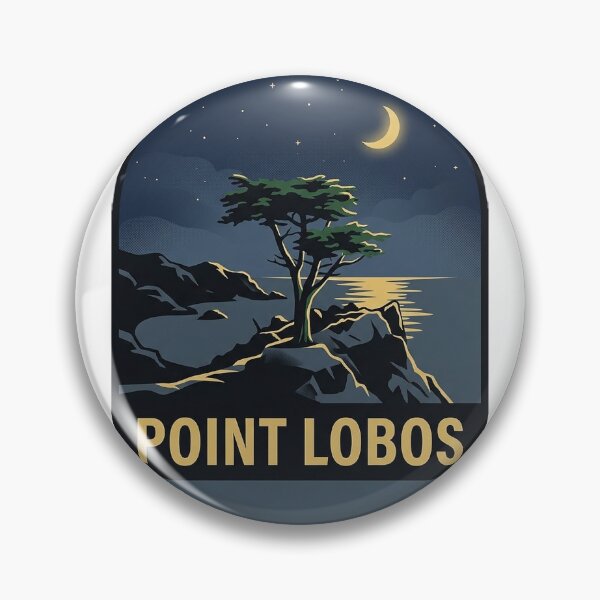 Item preview, Point Lobos California Night Cypress Vintage Badge Sticker designed and sold by DetourDgn.