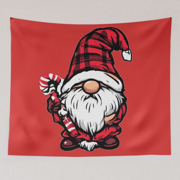 Item preview, Cute Christmas Gnome Red Plaid Hat Candy Cane designed and sold by Digital Design Art.