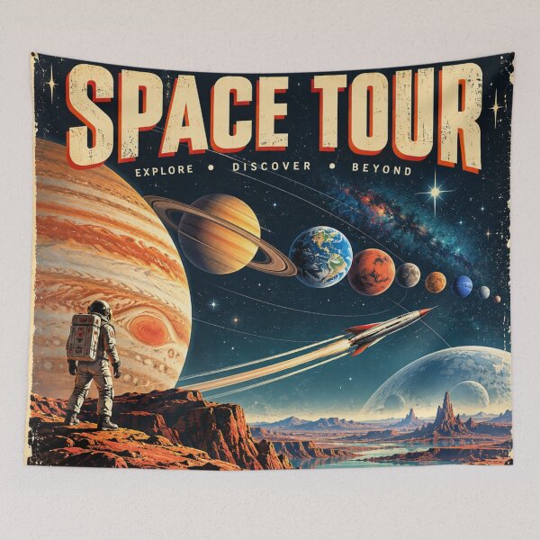 Item preview, Vintage Space Tour Retro Sci-Fi Poster designed and sold by Curio Meridian.