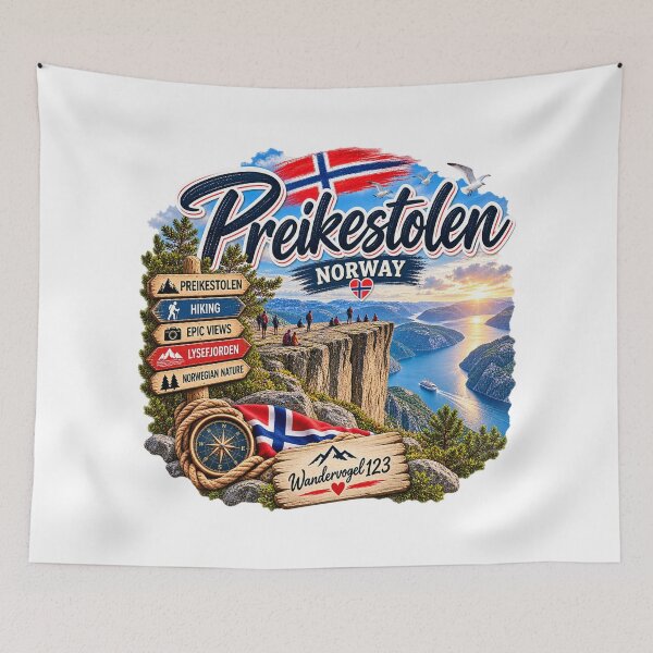 Item preview, Preikestolen Norway – Lysefjord Pulpit Rock Hiking & Vintage Design designed and sold by Wandervogel123.