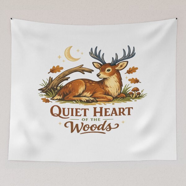Item preview, Quiet Heart of the Woods Deer Moon Woodland Nature Design designed and sold by inkoutninja.