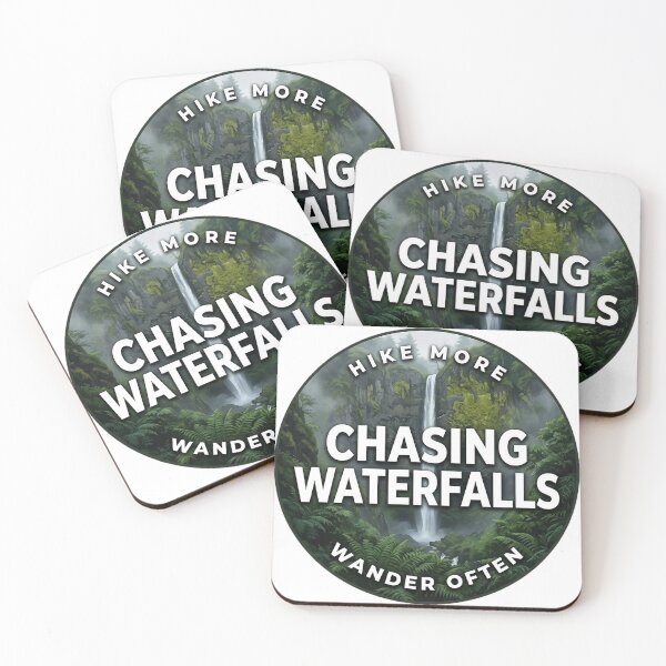 Item preview, Chasing Waterfalls Canyon Ribbon Hiking Round Badge Sticker designed and sold by DetourDgn.