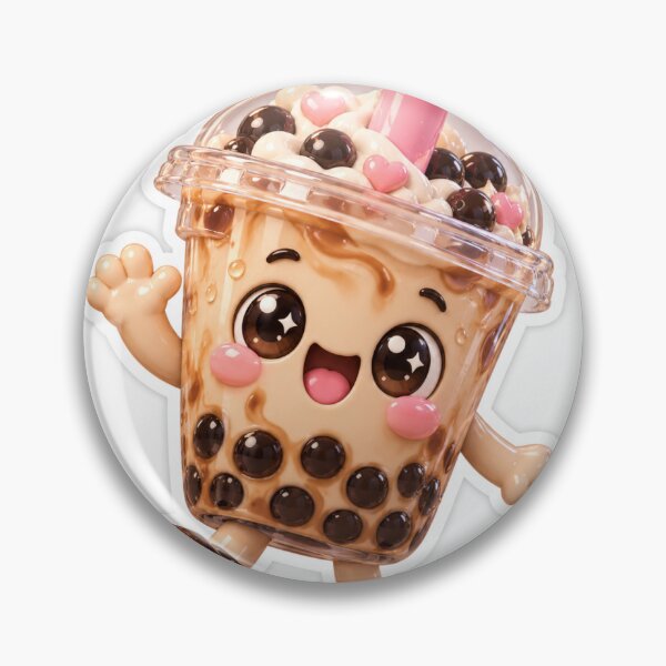 Item preview, Happy Bubble Tea Cup Character Waving designed and sold by MolaMío.