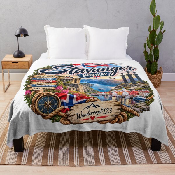 Item preview, Stavanger Norway – Preikestolen Lysefjord & Viking vintage design designed and sold by Wandervogel123.