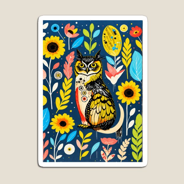 Item preview, owl flowers designed and sold by Duckmoo Art.