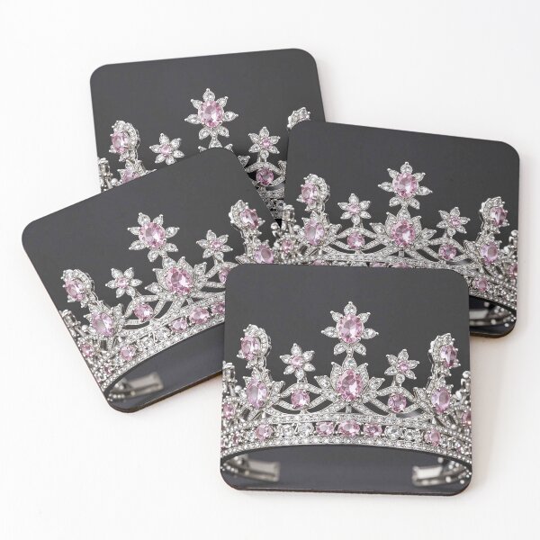 Item preview, Silver Royal Crown with Pink Floral Gemstones designed and sold by MFMart.