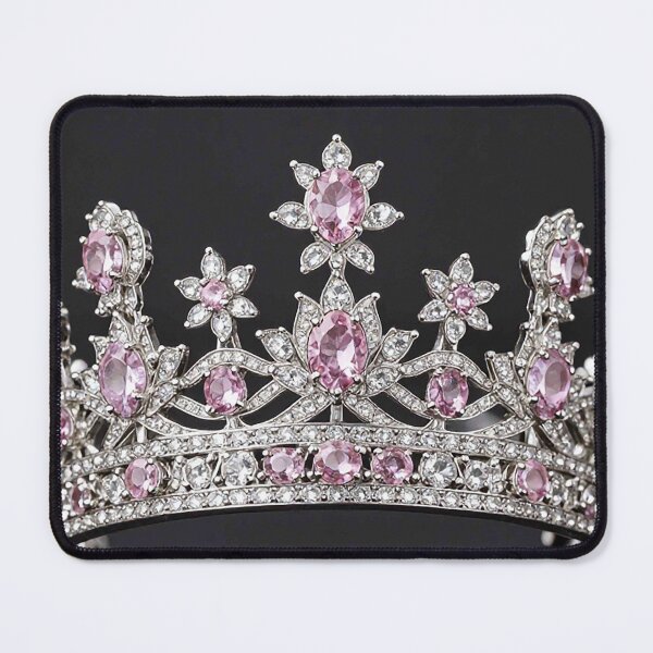 Item preview, Silver Royal Crown with Pink Floral Gemstones designed and sold by MFMart.