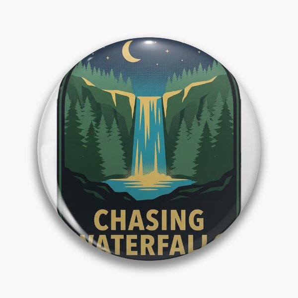 Item preview, Chasing Waterfalls Night Falls Vintage Hiking Badge Sticker designed and sold by DetourDgn.