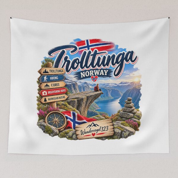 Item preview, Trolltunga Norway – Spectacular rock formation Hiking & Fjord adventures Vintage design designed and sold by Wandervogel123.