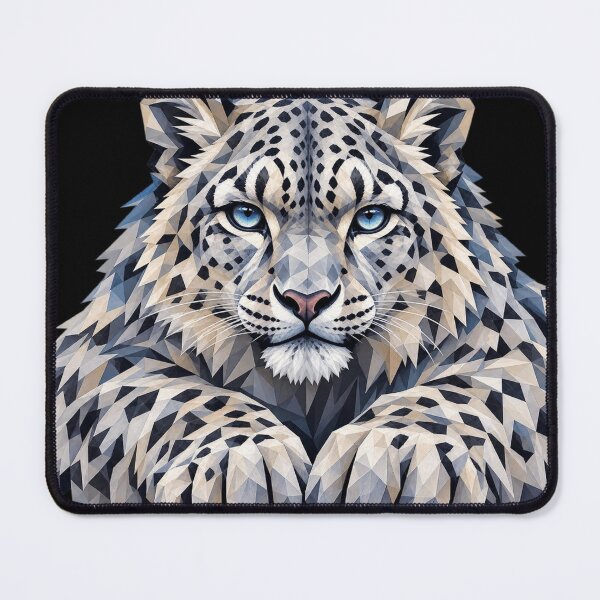 Item preview, Snow Leopard Portrait Geometric Wildlife Art designed and sold by redsharkuk.