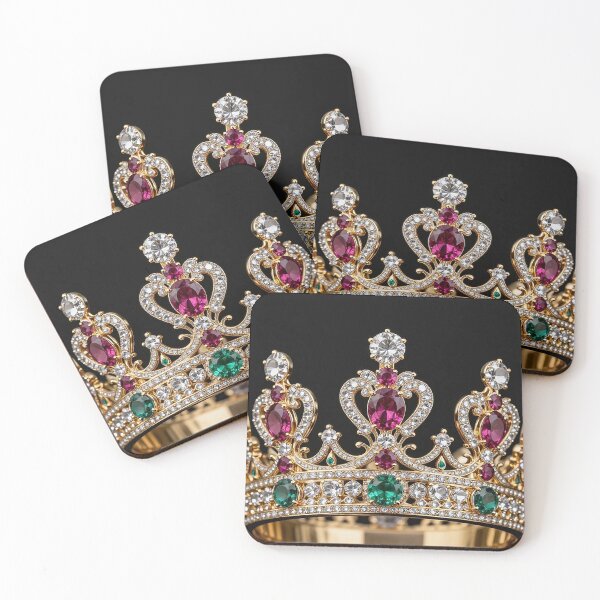 Item preview, Golden Royal Crown with Red Rubies and Green Emeralds designed and sold by MFMart.