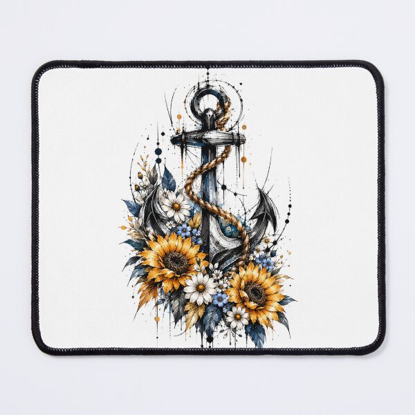 Item preview, Nautical Anchor with Sunflowers and Daisies  designed and sold by MichalHau.