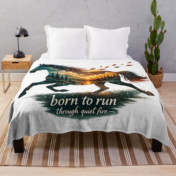 Item preview, Born to Run Through Quiet Fire Horse Sunset Forest Double Exposure Design designed and sold by inkoutninja.